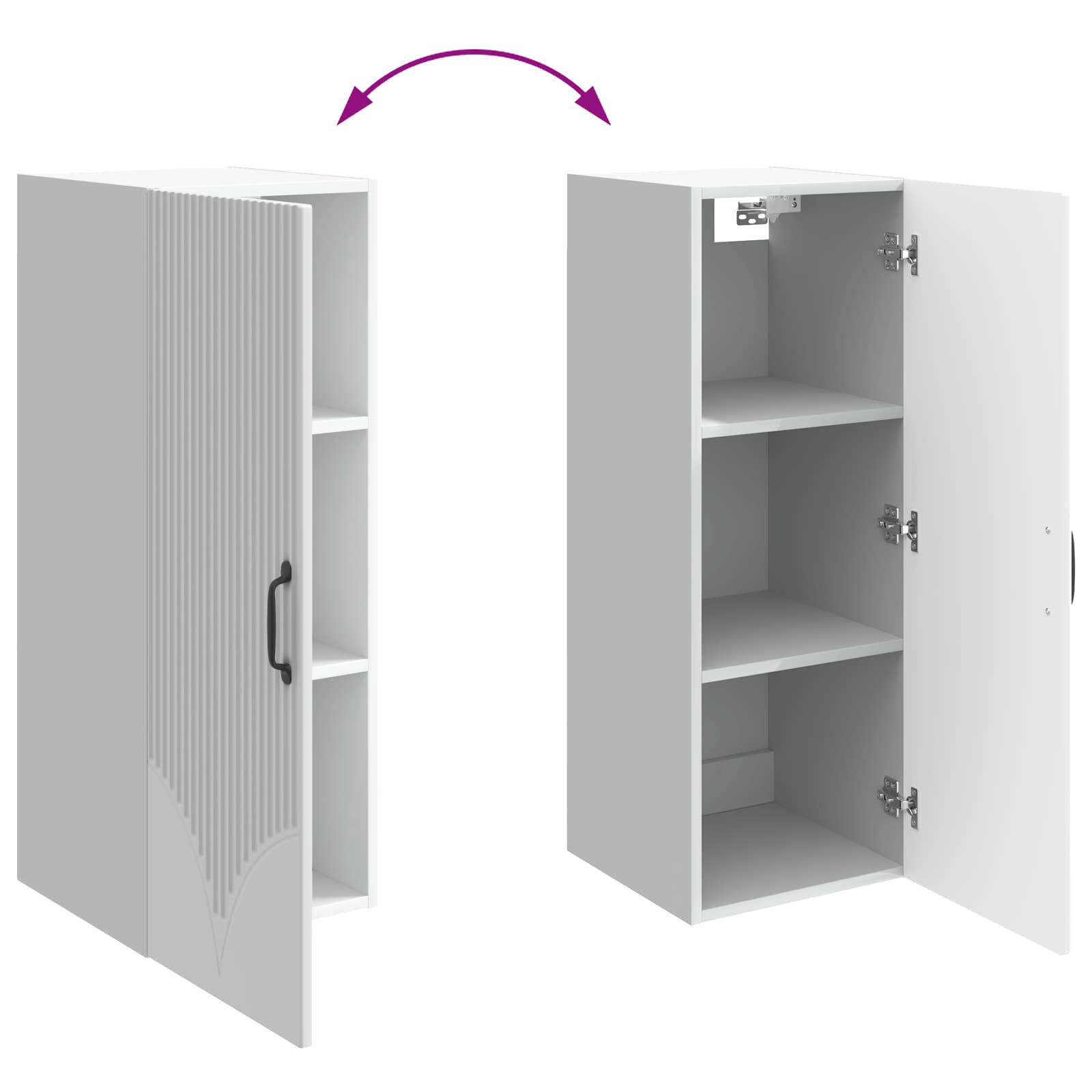 Armario de pared Blanco Brillante 33 x 34,5 x 90 cm