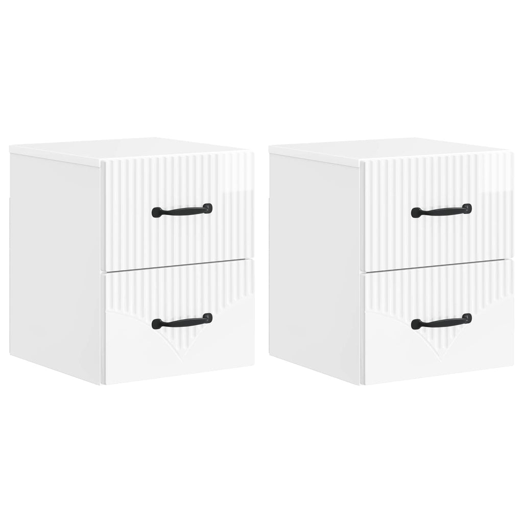 Mesita de Noche de Pared 2 pcs Brillante 34,5 x 33 x 40 cm