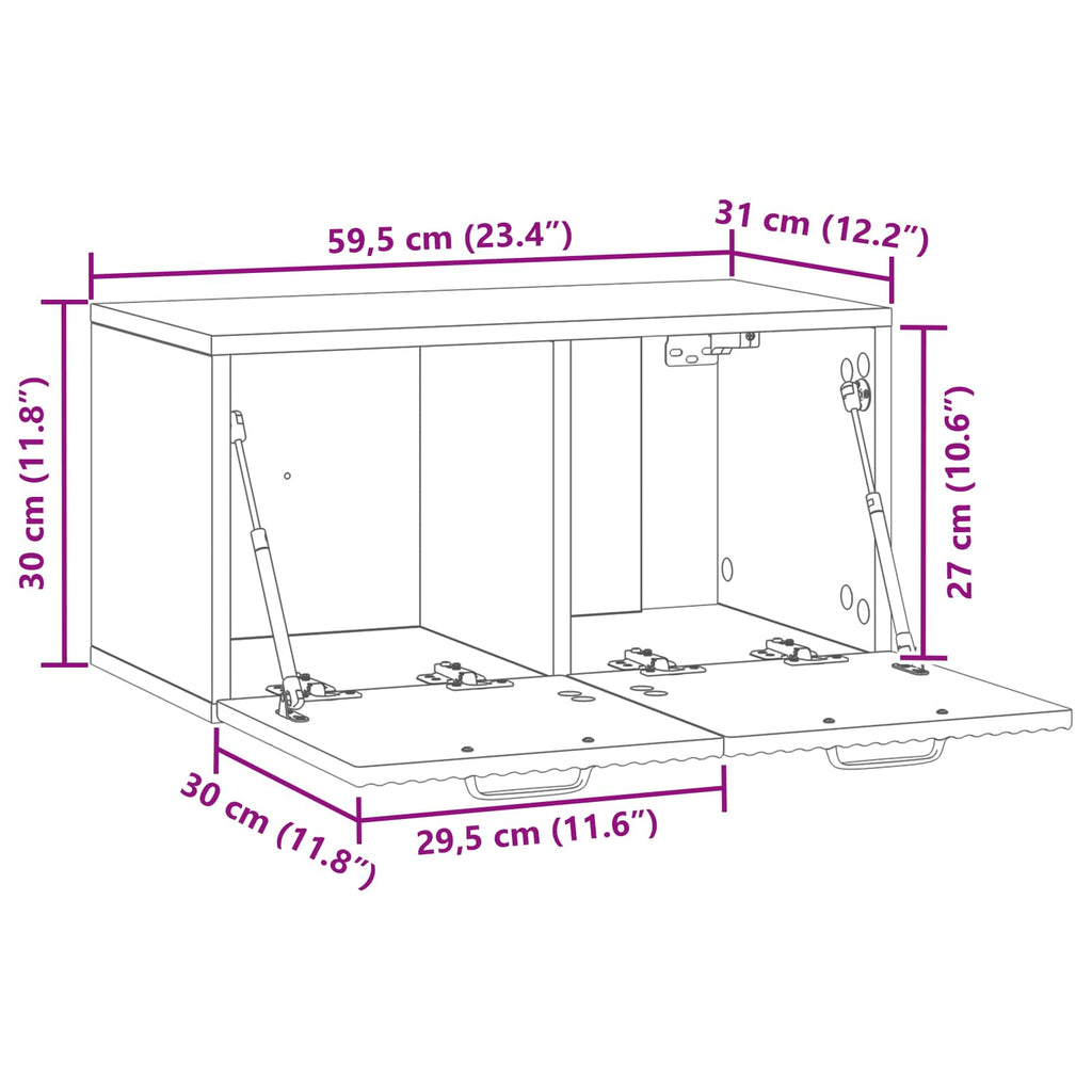 Mueble para TV de pared Brillante 59,5 x 31 x 30 cm