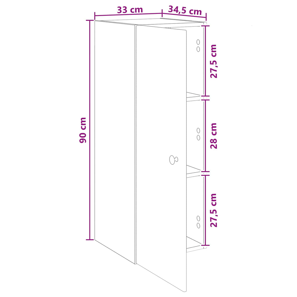 Armario de pared Blanco Brillante 33 x 34,5 x 90 cm