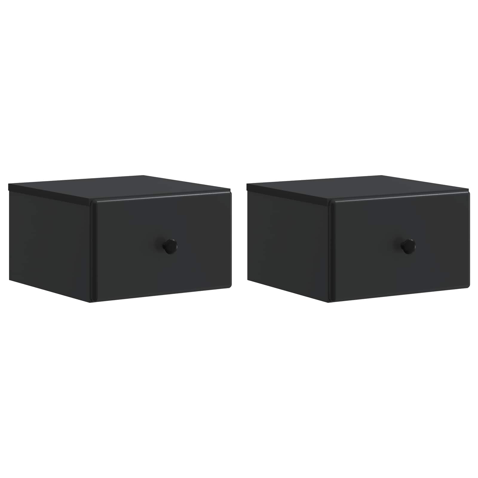 2 pcs Wall-Mounted Nightstand High Gloss 34.5 x 33 x 20 cm