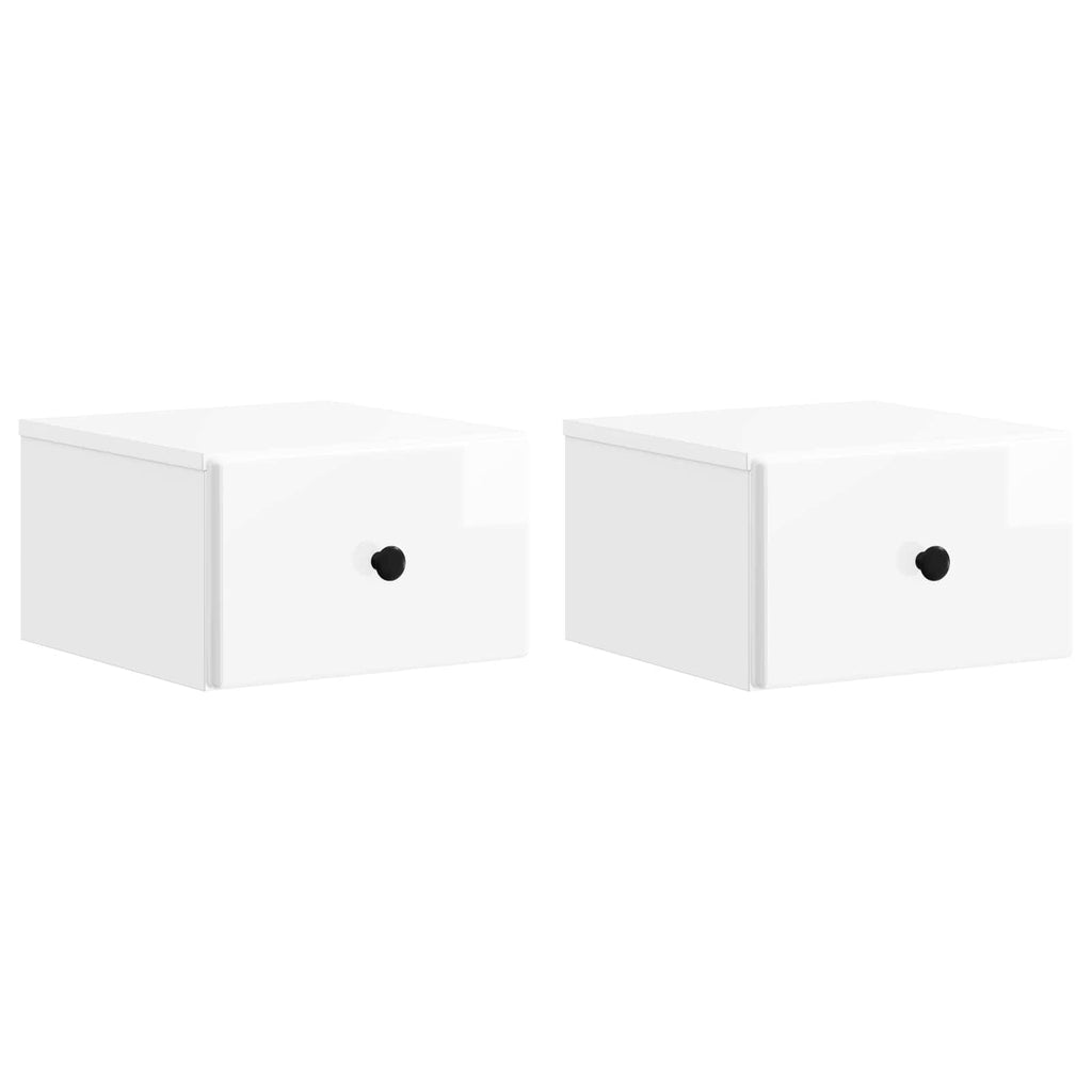 Mesita de Noche de Pared 2 pcs Brillante 34,5 x 33 x 20 cm