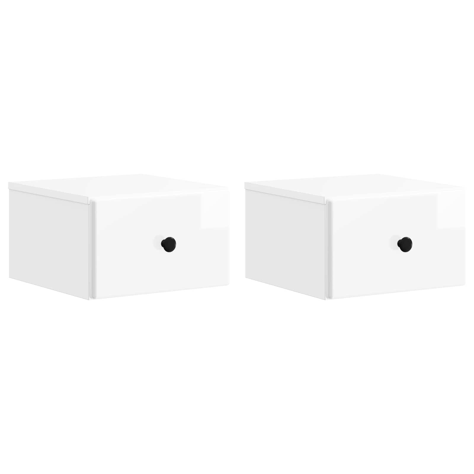 Mesita de Noche de Pared 2 pcs Brillante 34,5 x 33 x 20 cm