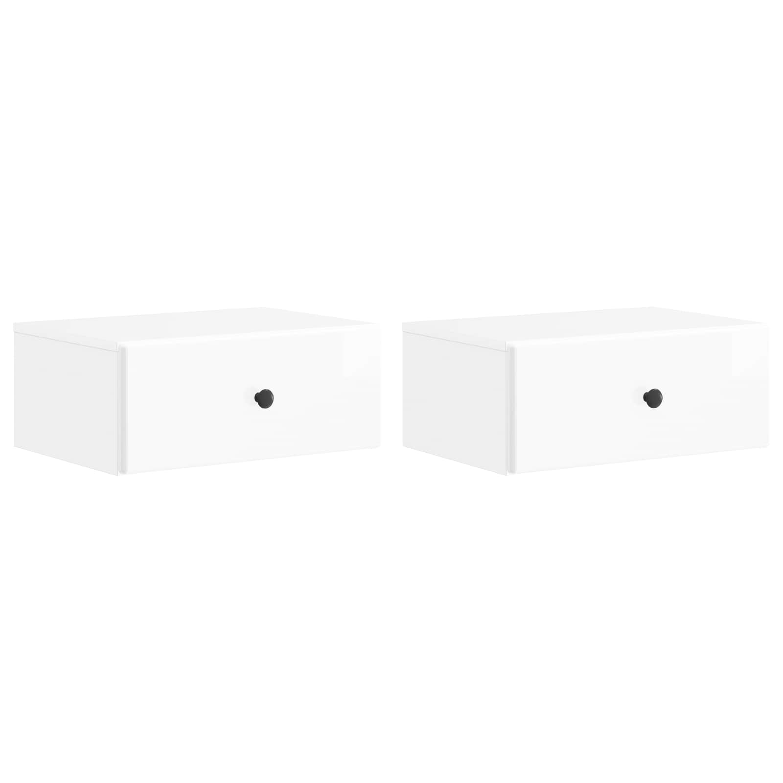 Mesita de Noche de Pared 2 pcs Brillante 49 x 34,5 x 20 cm
