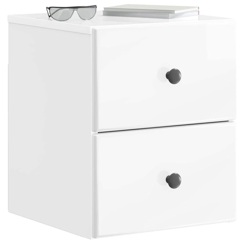 2 pcs High Gloss Wall-Mounted Nightstand 34.5 x 33 x 40 cm