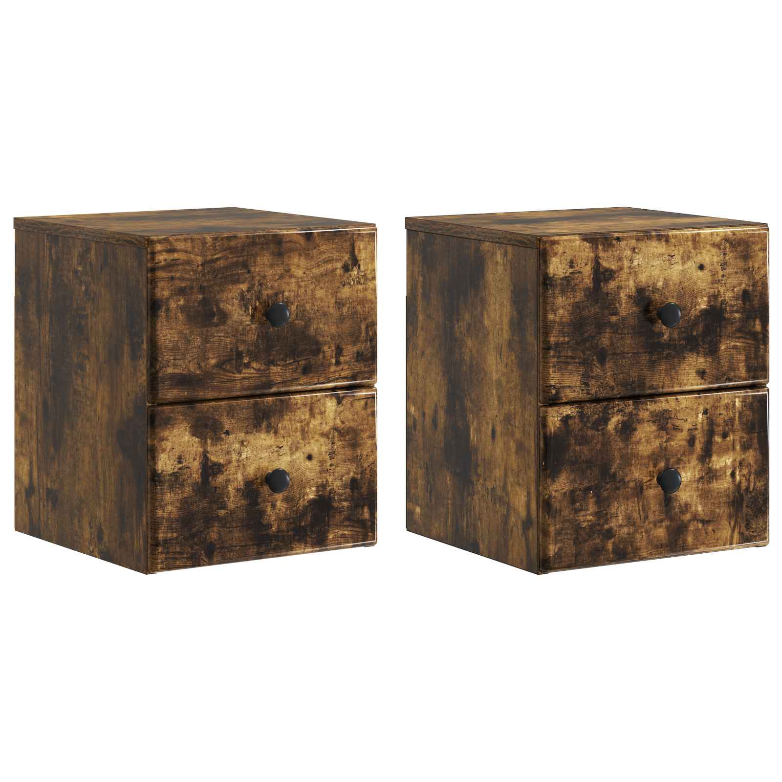 2 pcs High Gloss Wall-Mounted Nightstand 34.5 x 33 x 40 cm