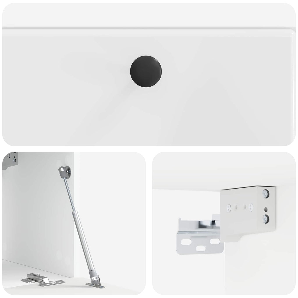 Mueble de TV de pared 59,5 x 31 x 30 cm Blanco Brillante