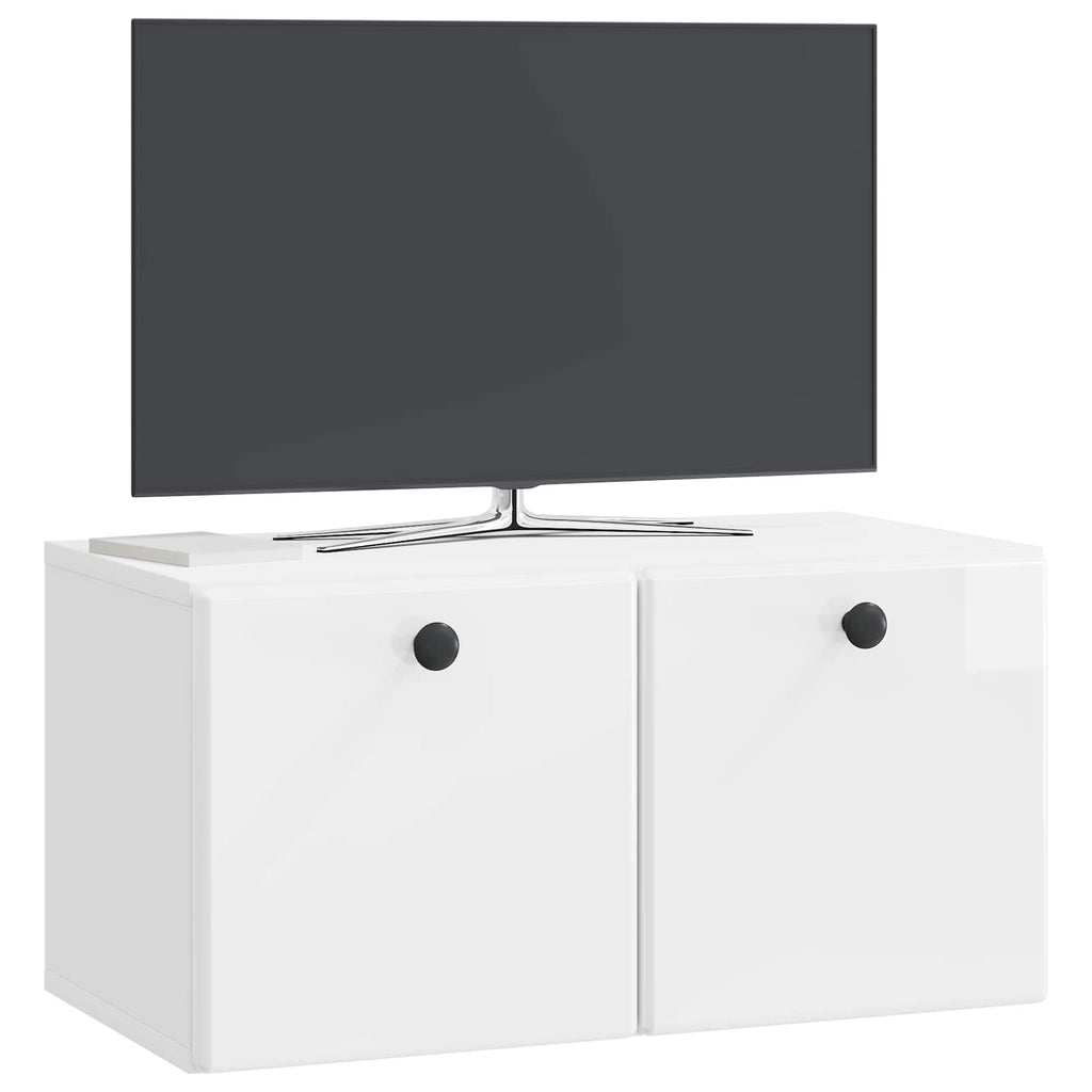 Mueble de TV de pared 59,5 x 31 x 30 cm Blanco Brillante