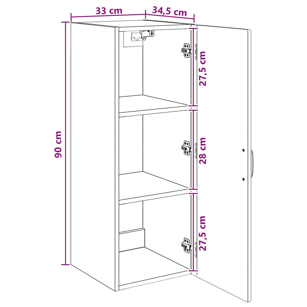Armario de pared Blanco Brillante 33 x 34,5 x 90 cm