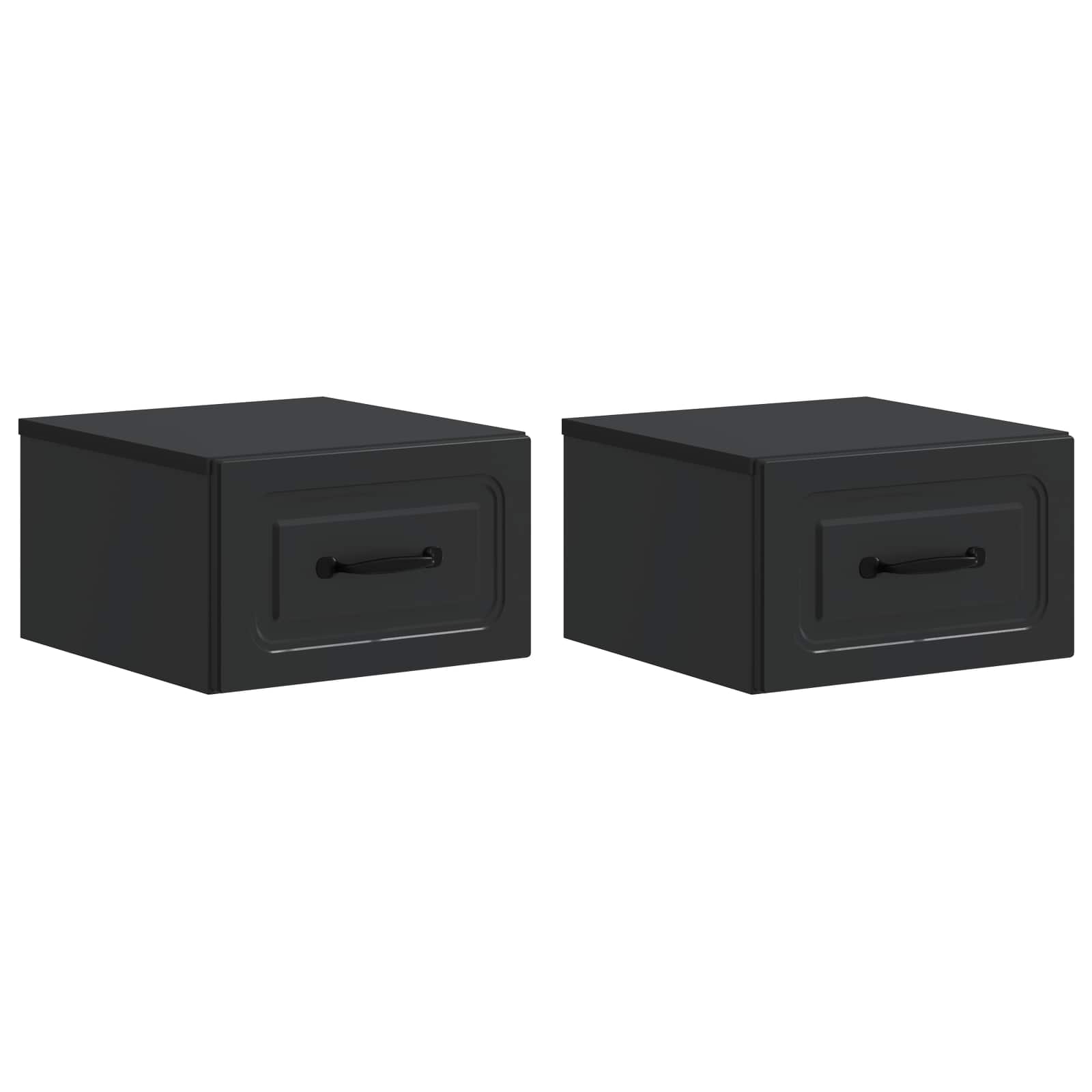 2 pcs Wall-Mounted Nightstand High Gloss 34.5 x 33 x 20 cm