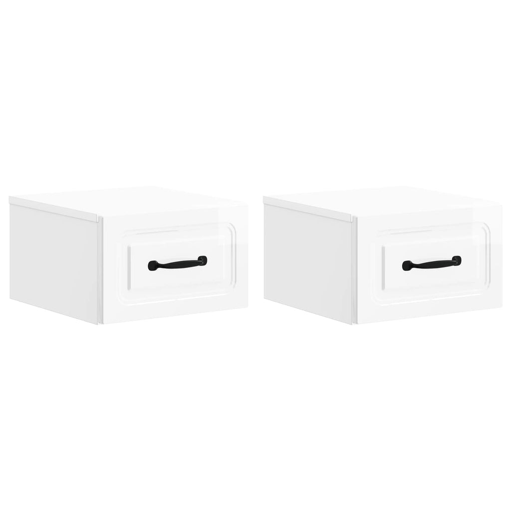 Mesita de Noche de Pared 2 pcs Brillante 34,5 x 33 x 20 cm