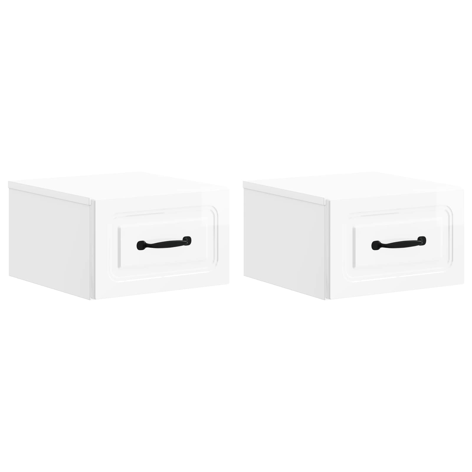 Mesita de Noche de Pared 2 pcs Brillante 34,5 x 33 x 20 cm