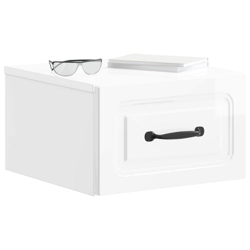 2 pcs Wall-Mounted Nightstand High Gloss 34.5 x 33 x 20 cm