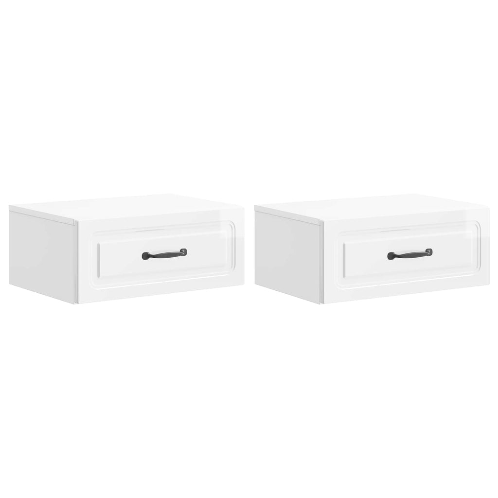 Mesita de Noche de Pared 2 pcs Brillante 49 x 34,5 x 20 cm
