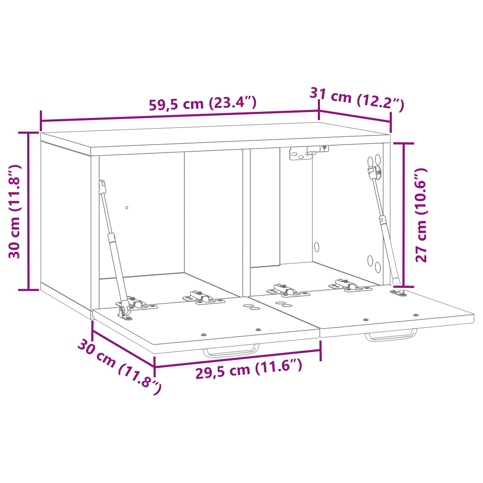 Mueble para TV de pared Brillante 59,5 x 31 x 30 cm