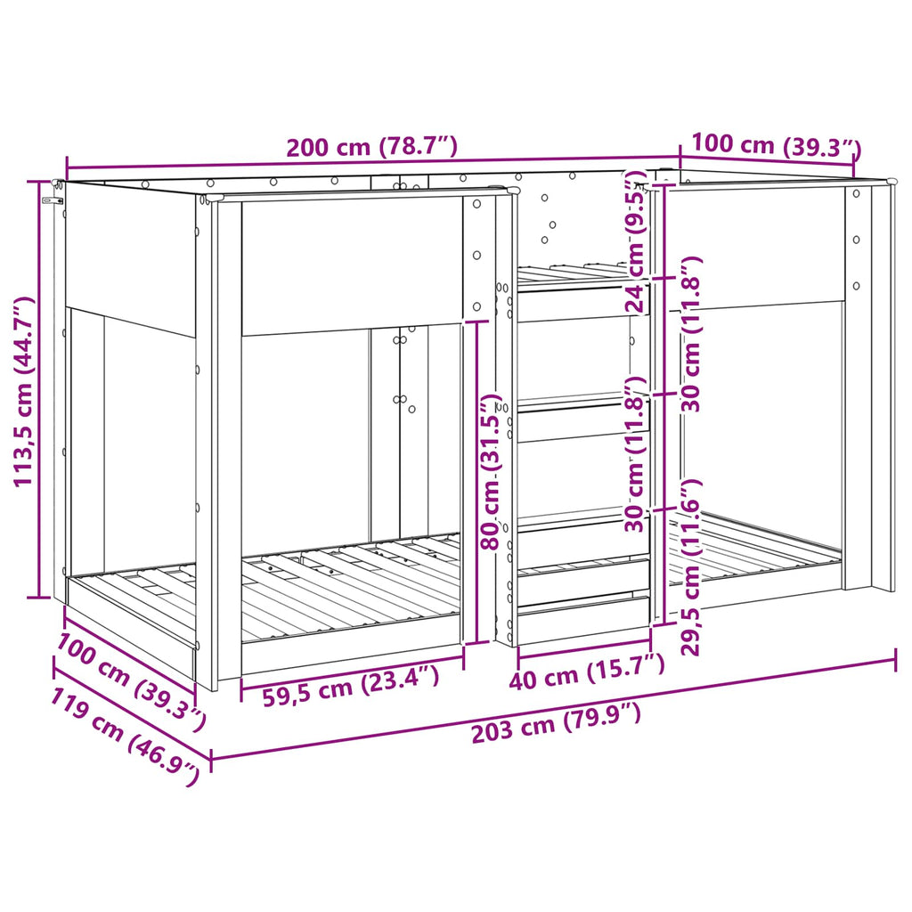 Cama Litera para Niños 100 x 200 cm Madera de ingeniería