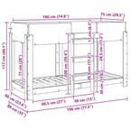 Cama Litera para Niños 75 x 190 cm Madera de ingeniería