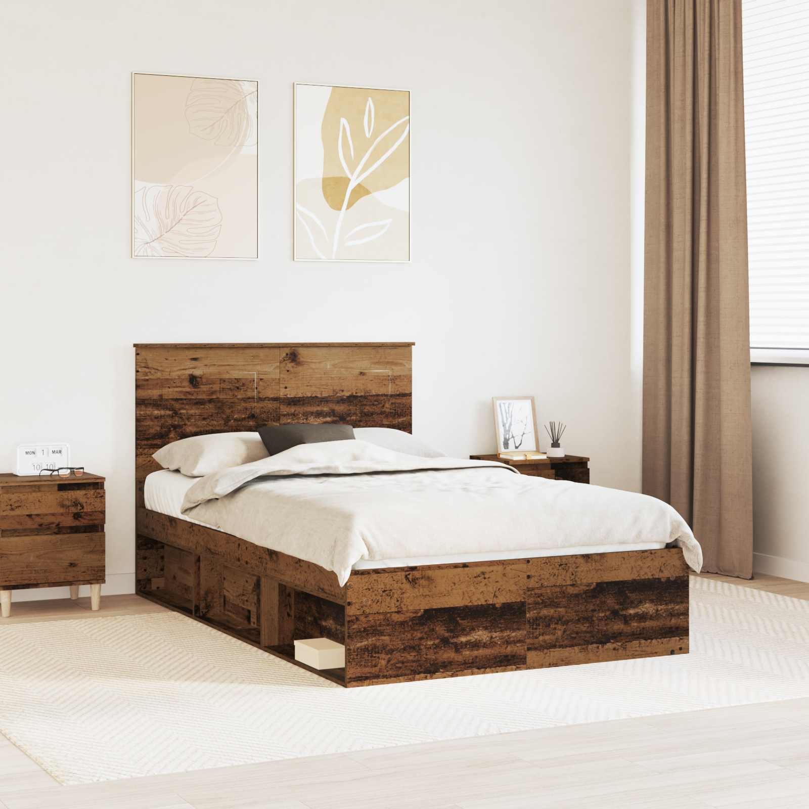Estrutura de cama 100 x 200 cm Madeira de pinho maciço