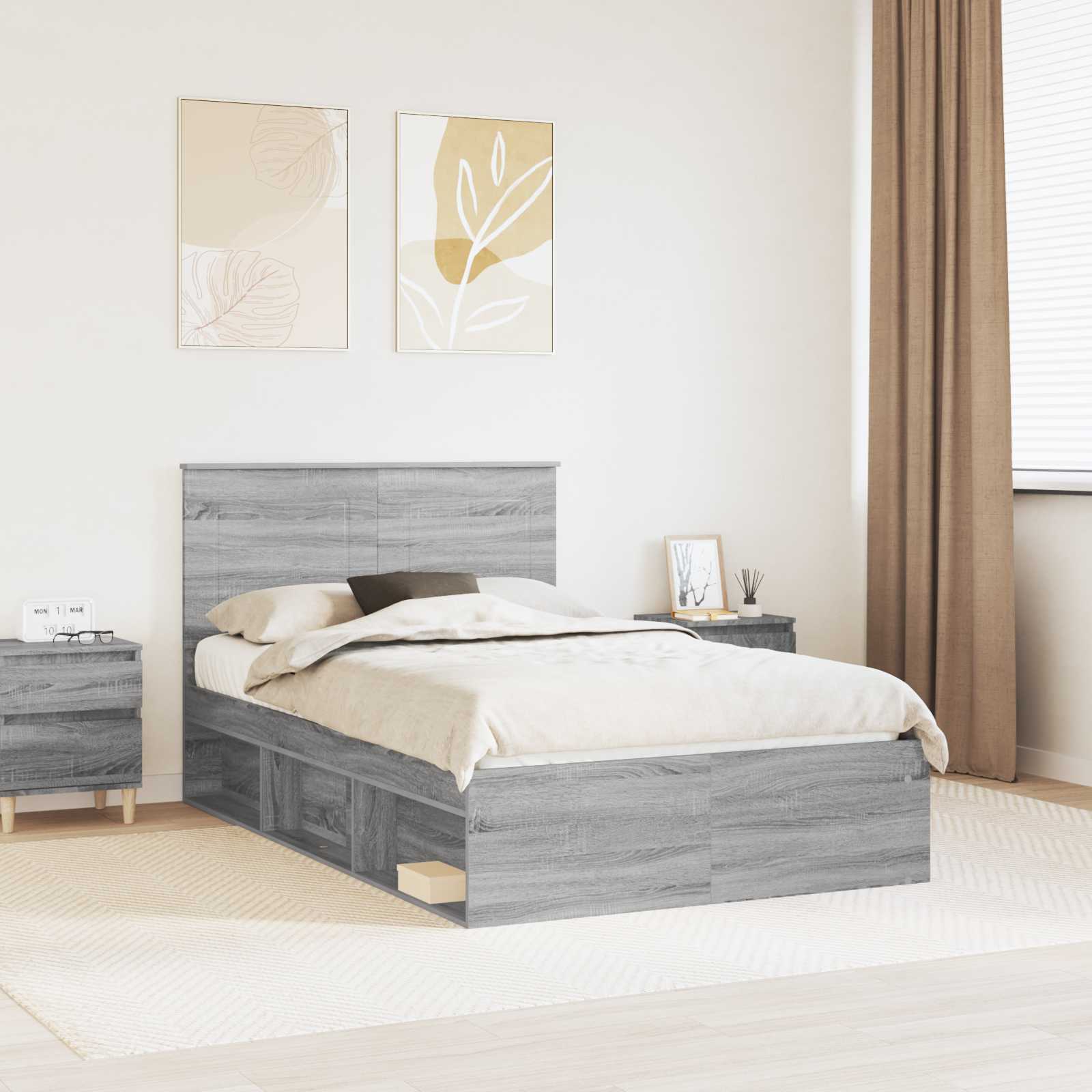 Estrutura de cama 100 x 200 cm Madeira de pinho maciço