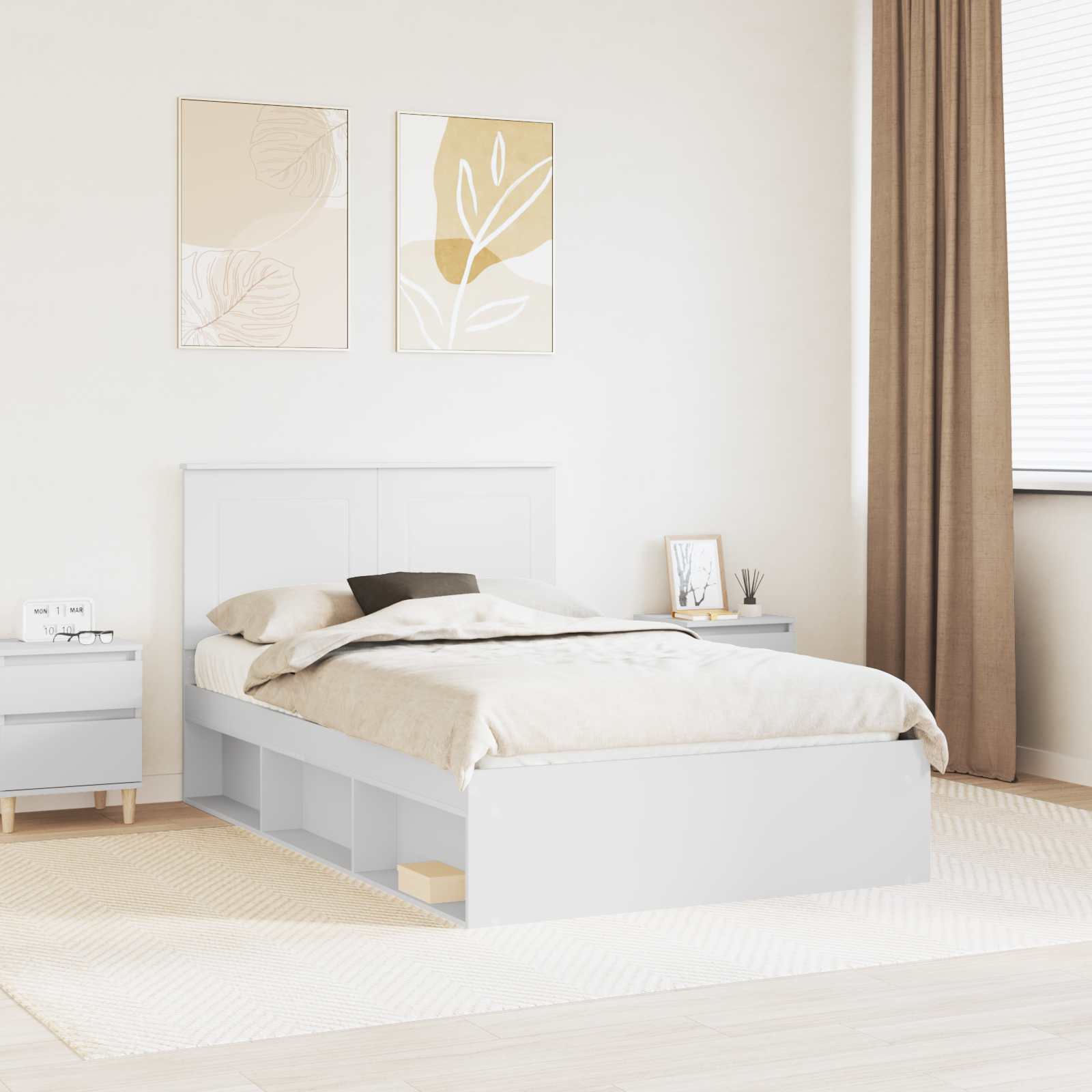 Estrutura de cama 100 x 200 cm Madeira de pinho maciço