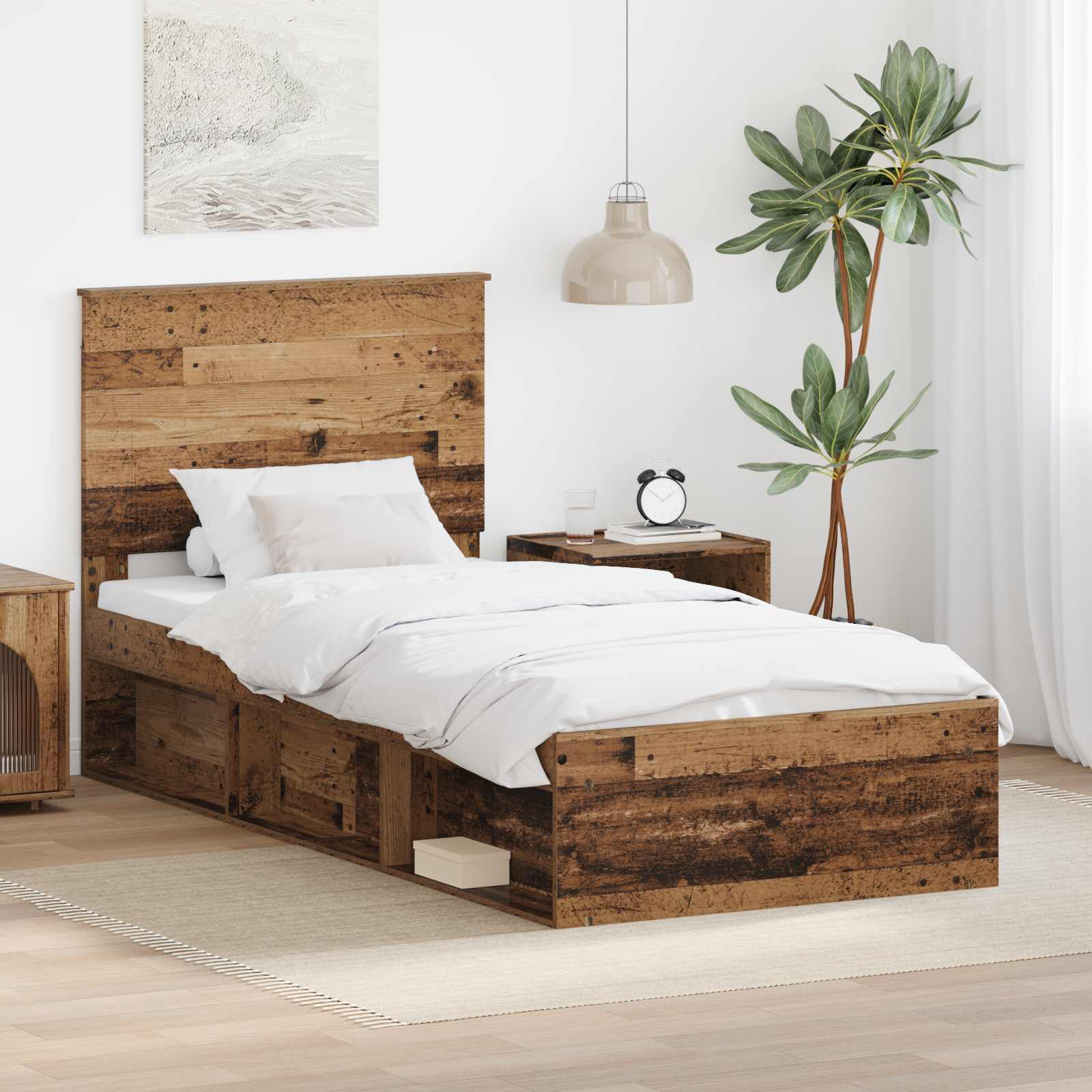 Estrutura de cama 100 x 200 cm Madeira de pinho maciço