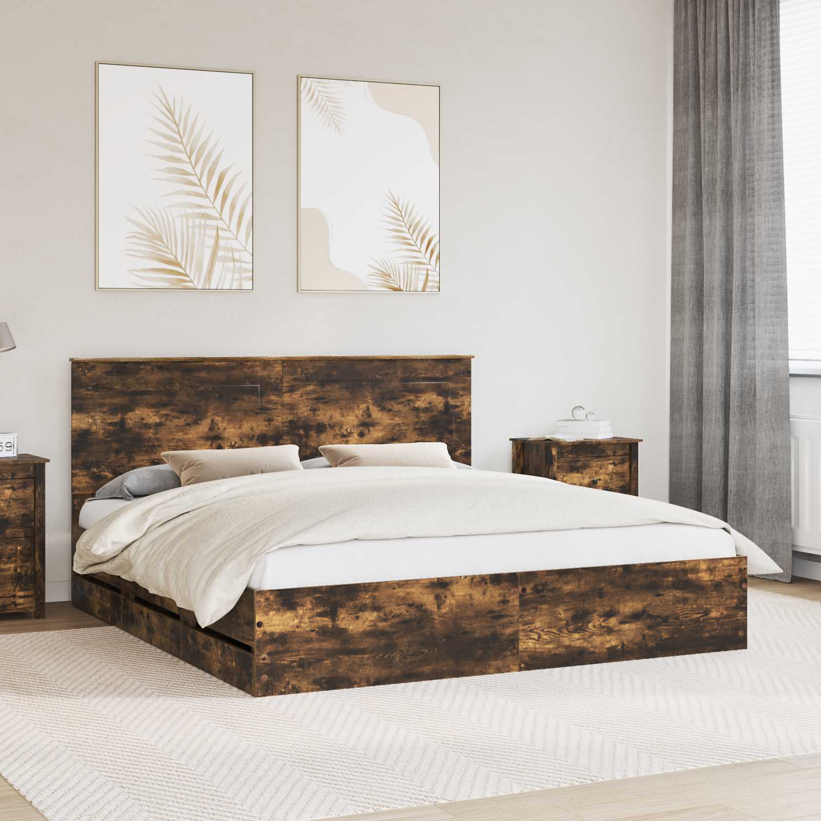 Estrutura de Cama Cinzento Sonoma 100 x 200 cm Madeira Composta