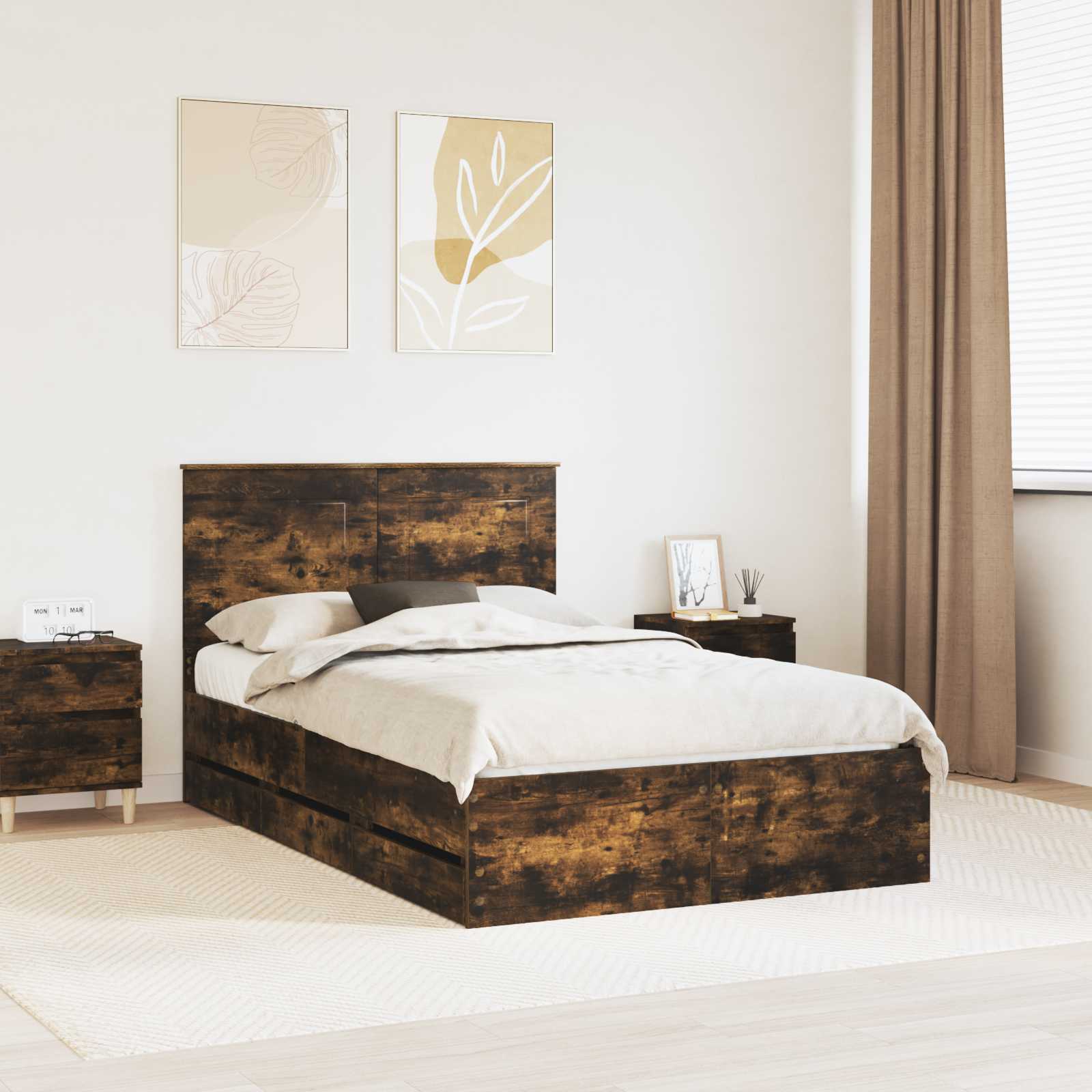 Estrutura de Cama Cinzento Sonoma 100 x 200 cm Madeira Composta