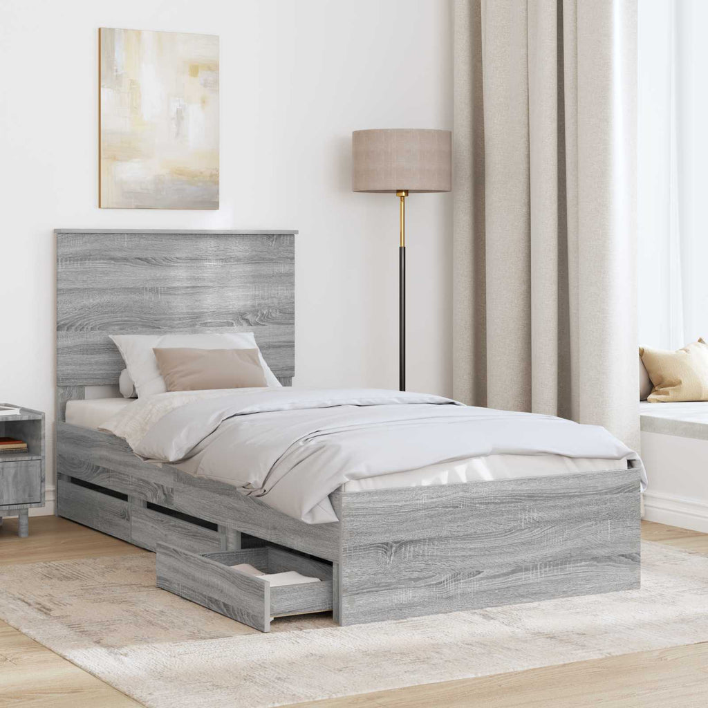 Estructura de cama Gris Sonoma 100 x 200 cm Madera Ingenieril