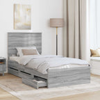 Estructura de cama Gris Sonoma 100 x 200 cm Madera Ingenieril