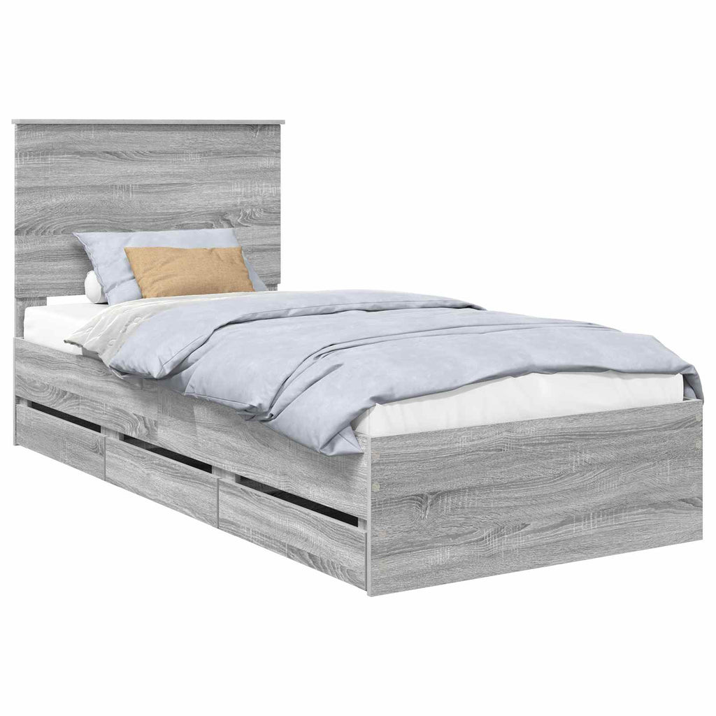 Estructura de cama Gris Sonoma 100 x 200 cm Madera Ingenieril