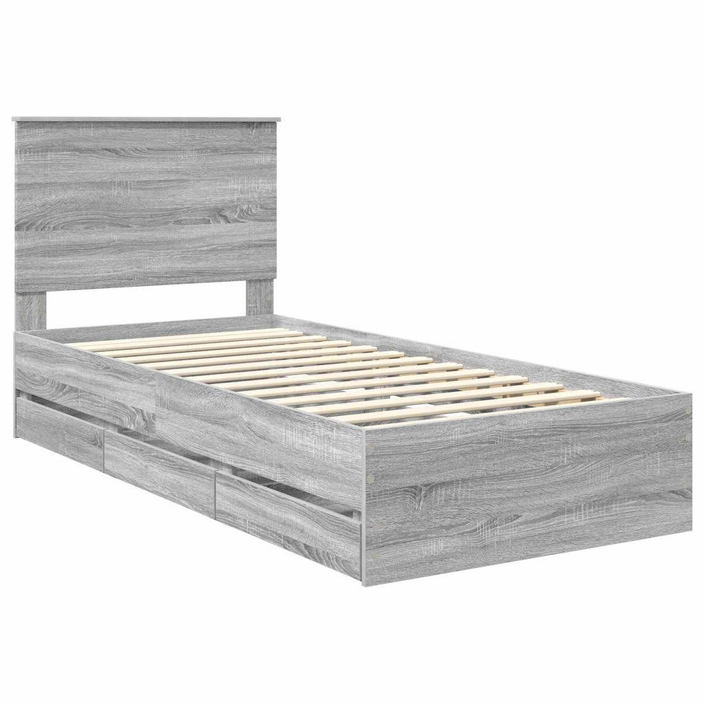 Estructura de cama Gris Sonoma 100 x 200 cm Madera Ingenieril