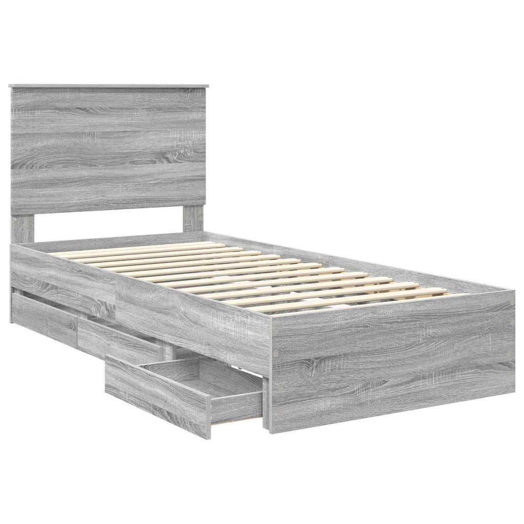 Estructura de cama Gris Sonoma 100 x 200 cm Madera Ingenieril