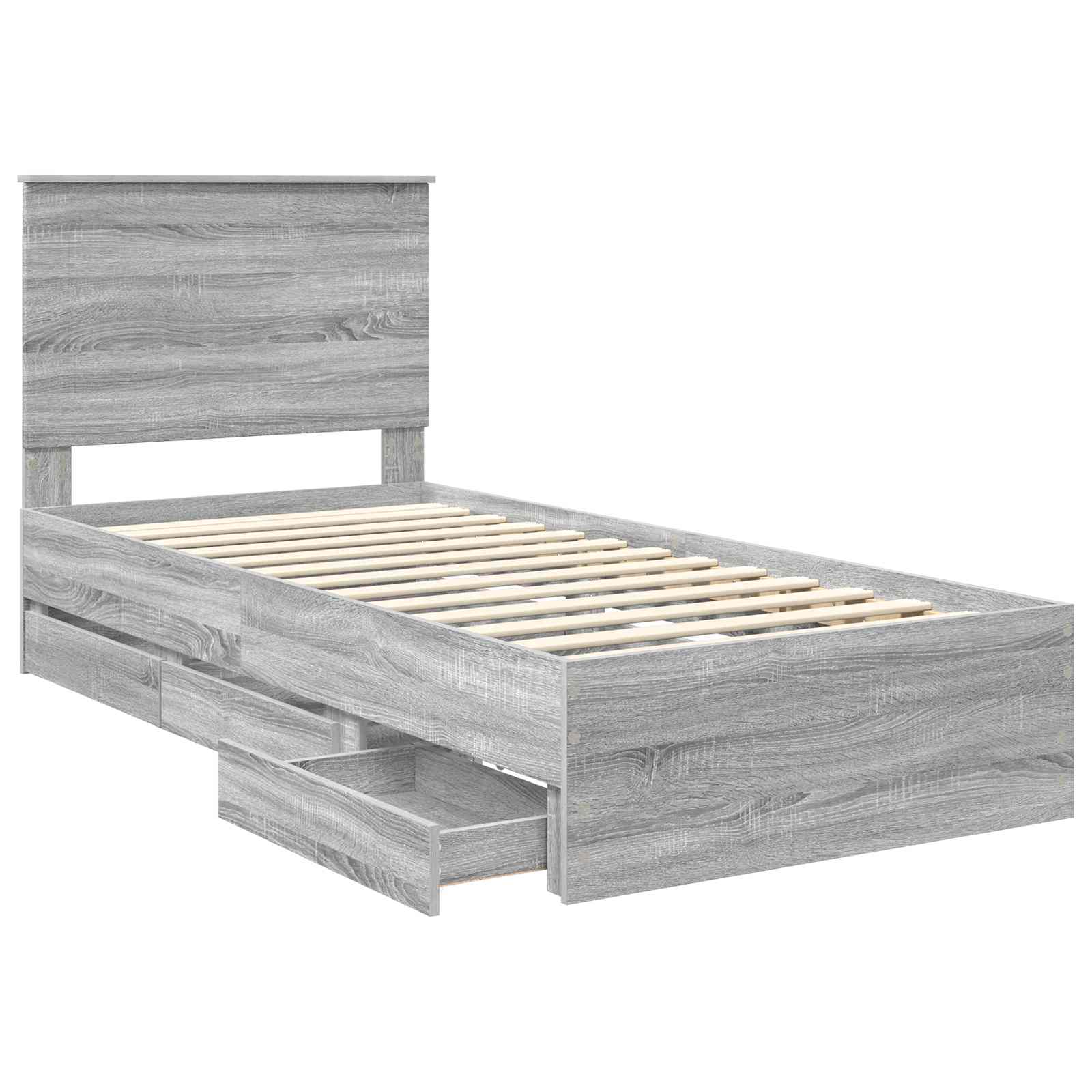 Estructura de cama Gris Sonoma 100 x 200 cm Madera Ingenieril