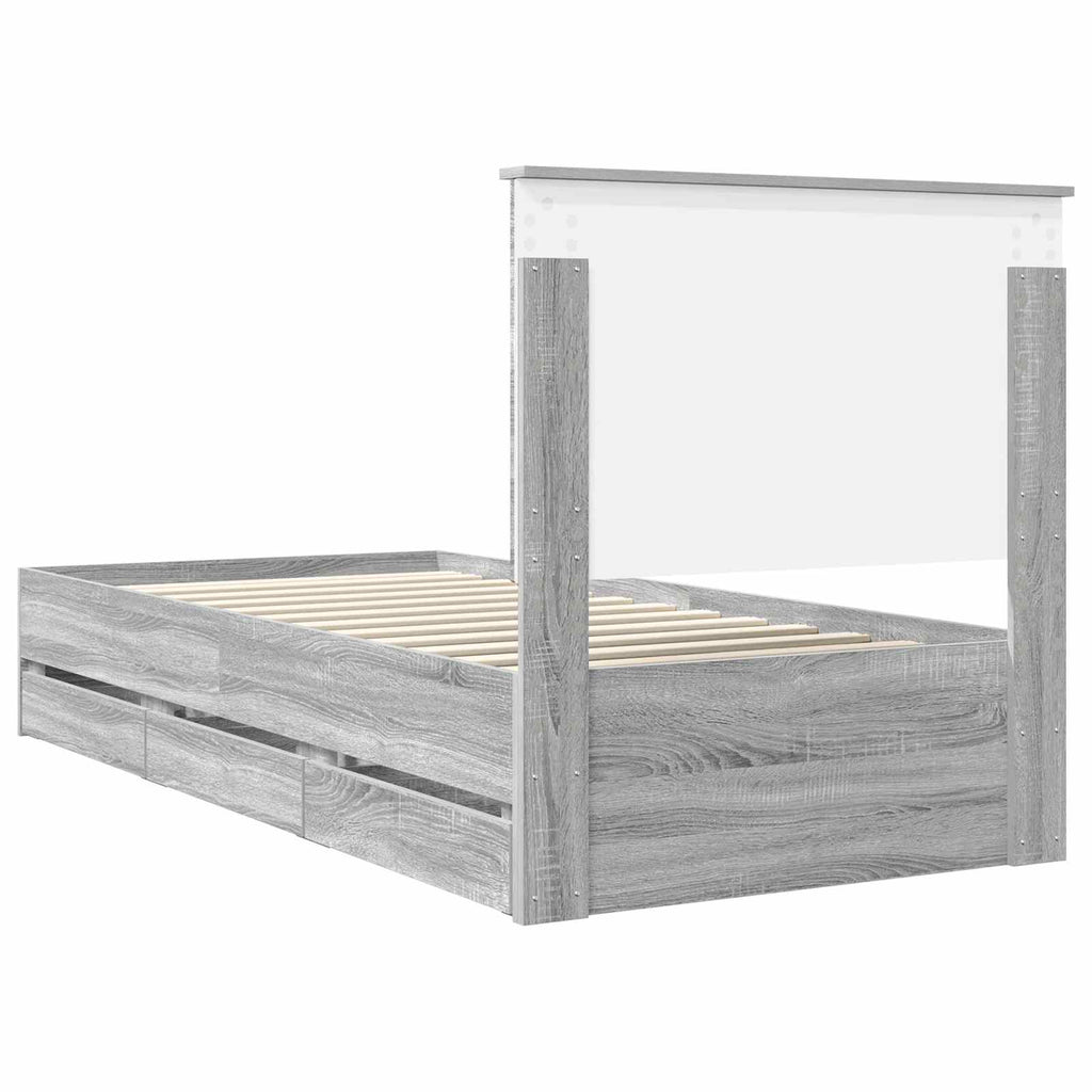 Estructura de cama Gris Sonoma 100 x 200 cm Madera Ingenieril