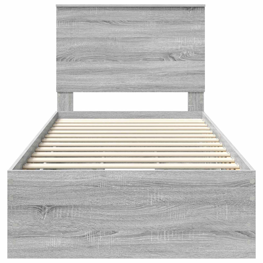 Estructura de cama Gris Sonoma 100 x 200 cm Madera Ingenieril