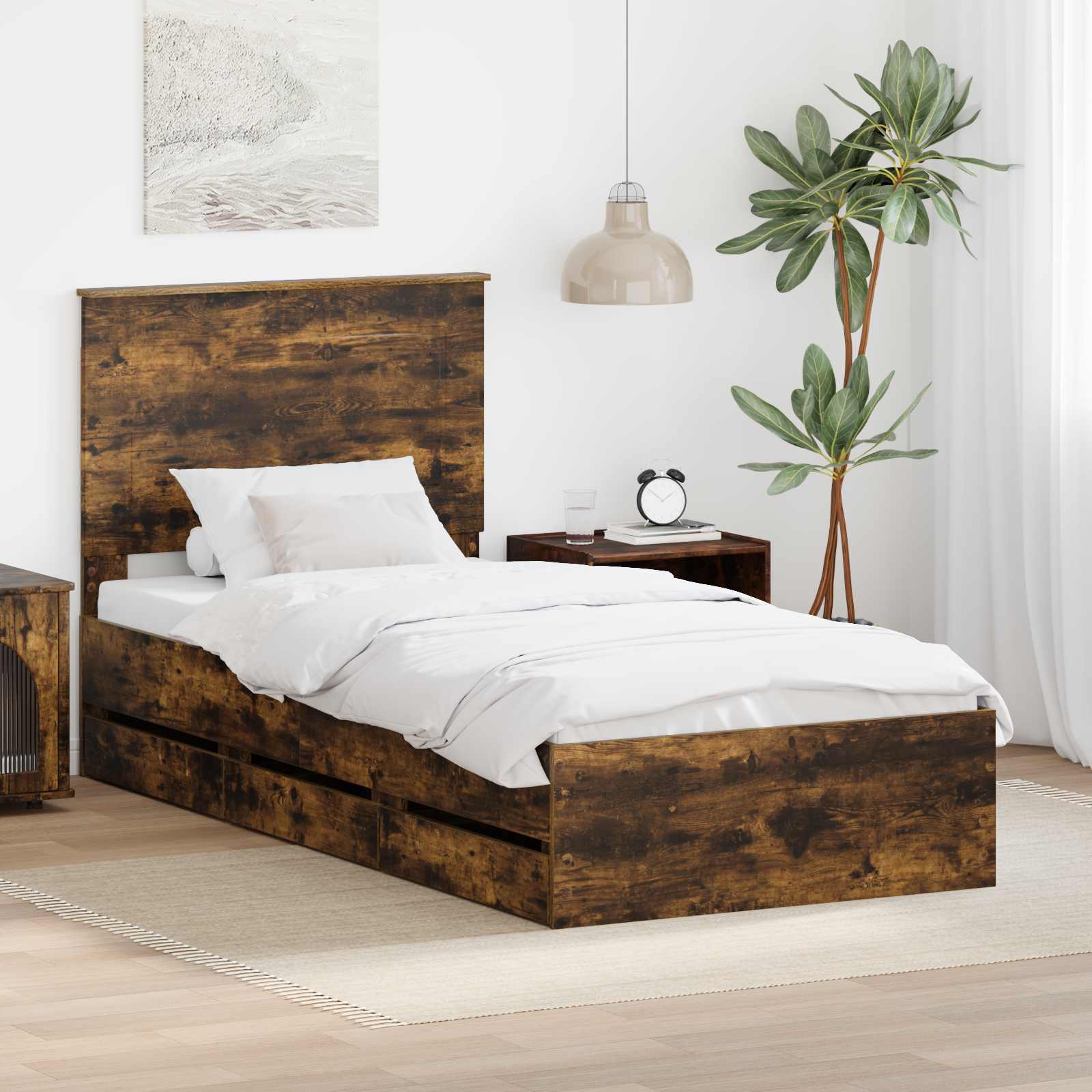 Estrutura de Cama Cinzento Sonoma 100 x 200 cm Madeira Composta