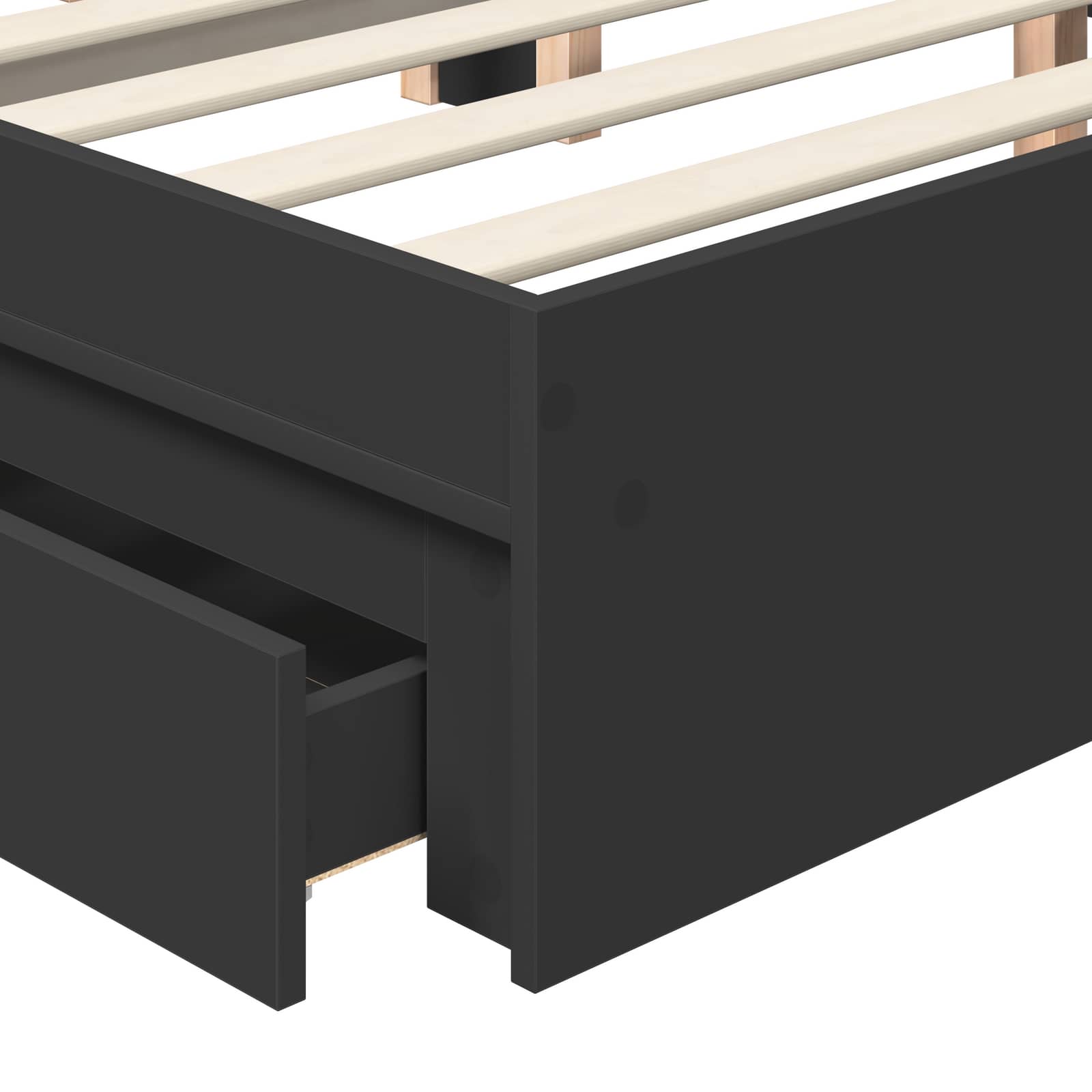 Cama con almacenamiento Negro 200 x 200 cm Madera de ingeniería