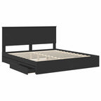 Cama con almacenamiento Negro 200 x 200 cm Madera de ingeniería