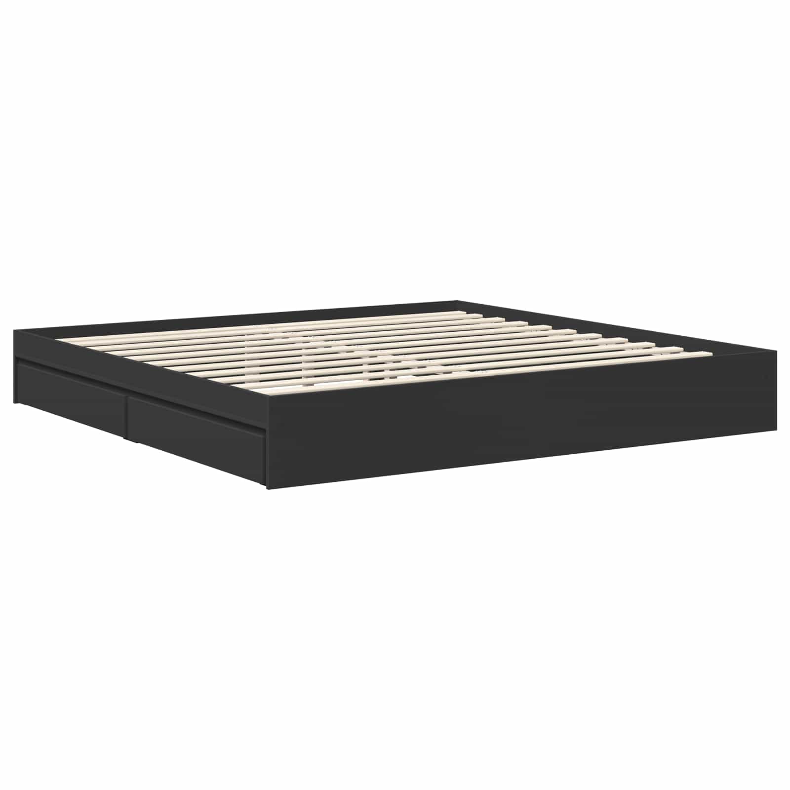 Cama con almacenamiento Negro 200 x 200 cm Madera de ingeniería
