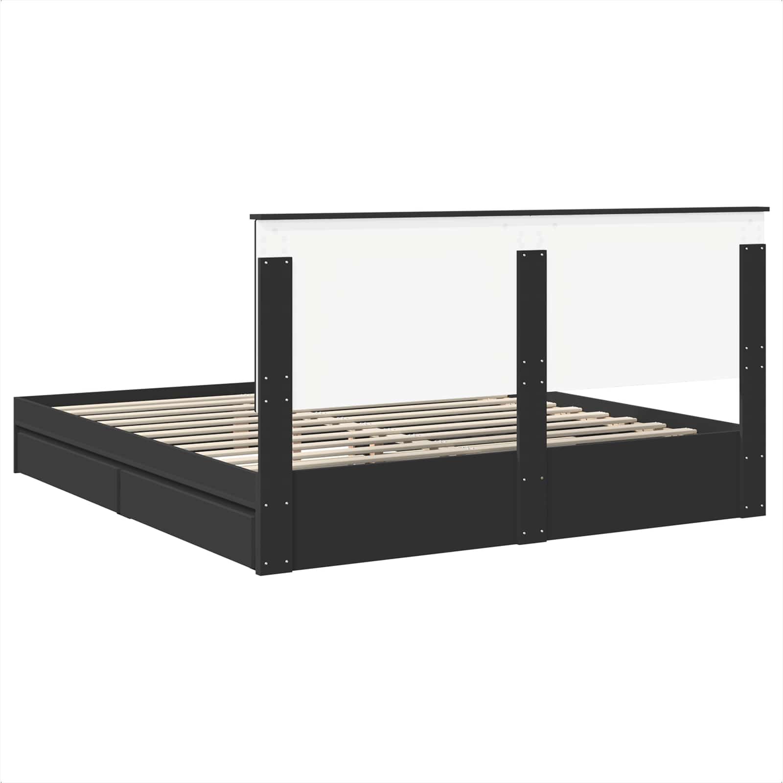 Cama con almacenamiento Negro 200 x 200 cm Madera de ingeniería