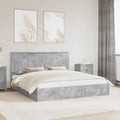 Cama con almacenamiento con cabecera Gris Concreto 200 x 200 cm