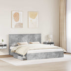 Cama con almacenamiento con cabecera Gris Concreto 200 x 200 cm