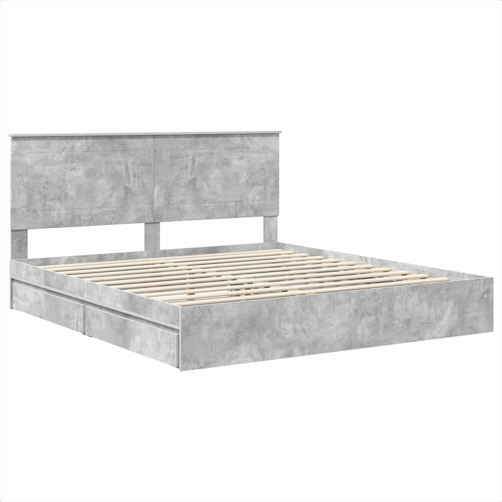 Cama con almacenamiento con cabecera Gris Concreto 200 x 200 cm