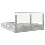 Cama con almacenamiento con cabecera Gris Concreto 200 x 200 cm