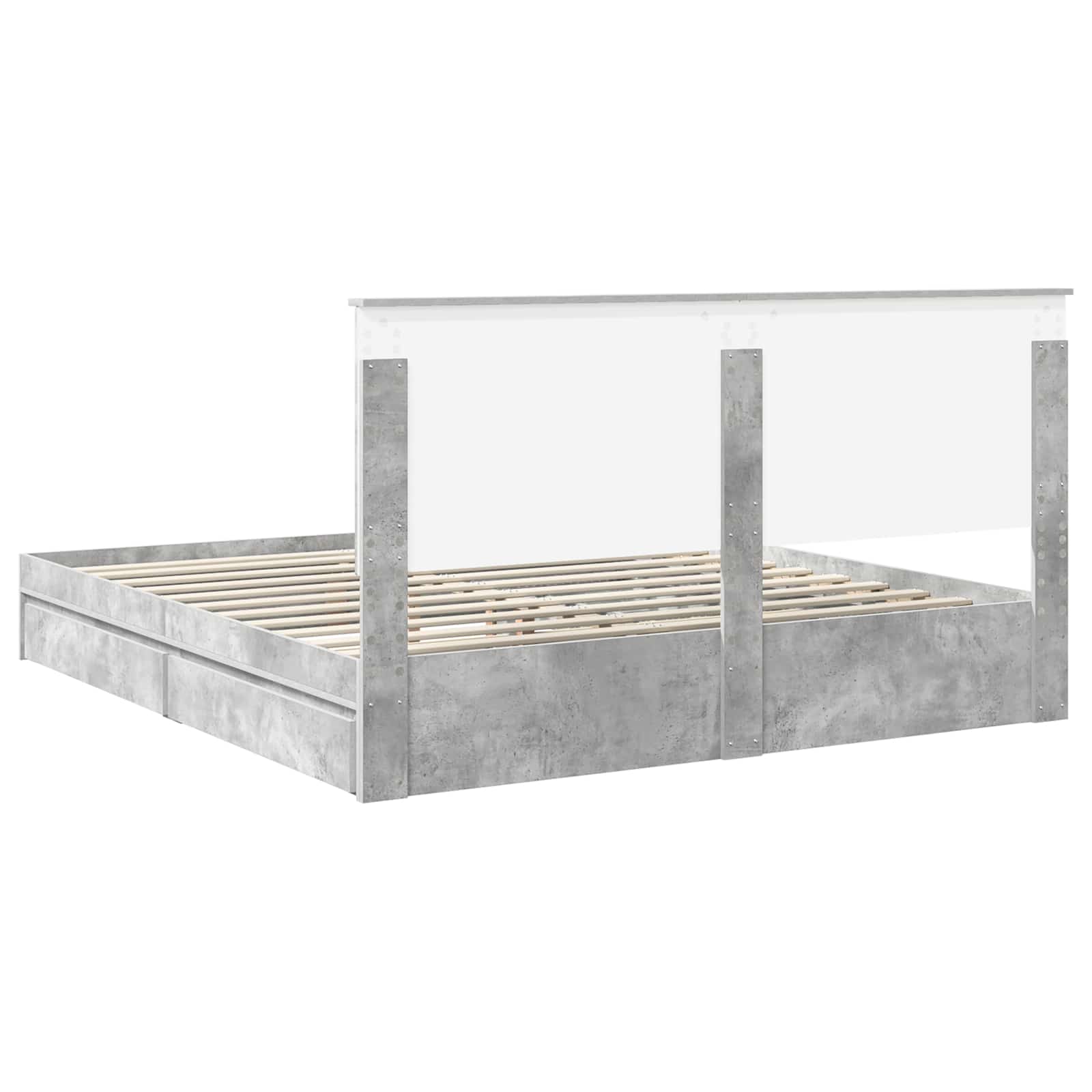 Cama con almacenamiento con cabecera Gris Concreto 200 x 200 cm