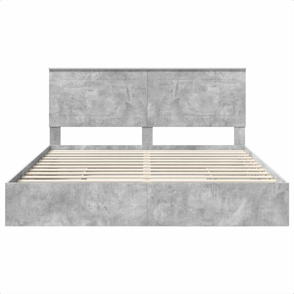 Cama con almacenamiento con cabecera Gris Concreto 200 x 200 cm