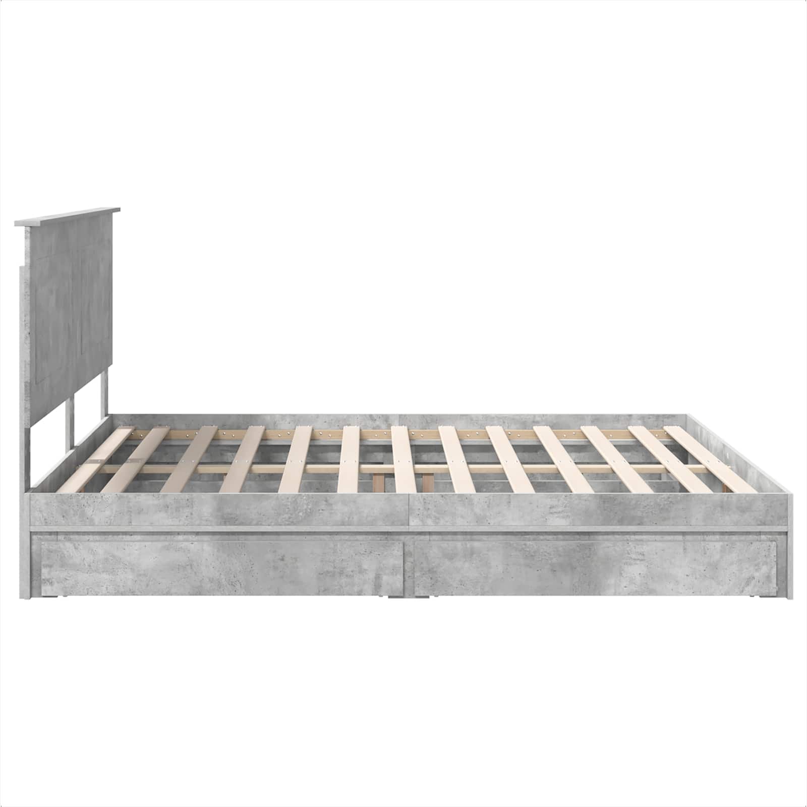 Cama con almacenamiento con cabecera Gris Concreto 200 x 200 cm