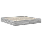Cama con almacenamiento con cabecera Gris Sonoma 200 x 200 cm