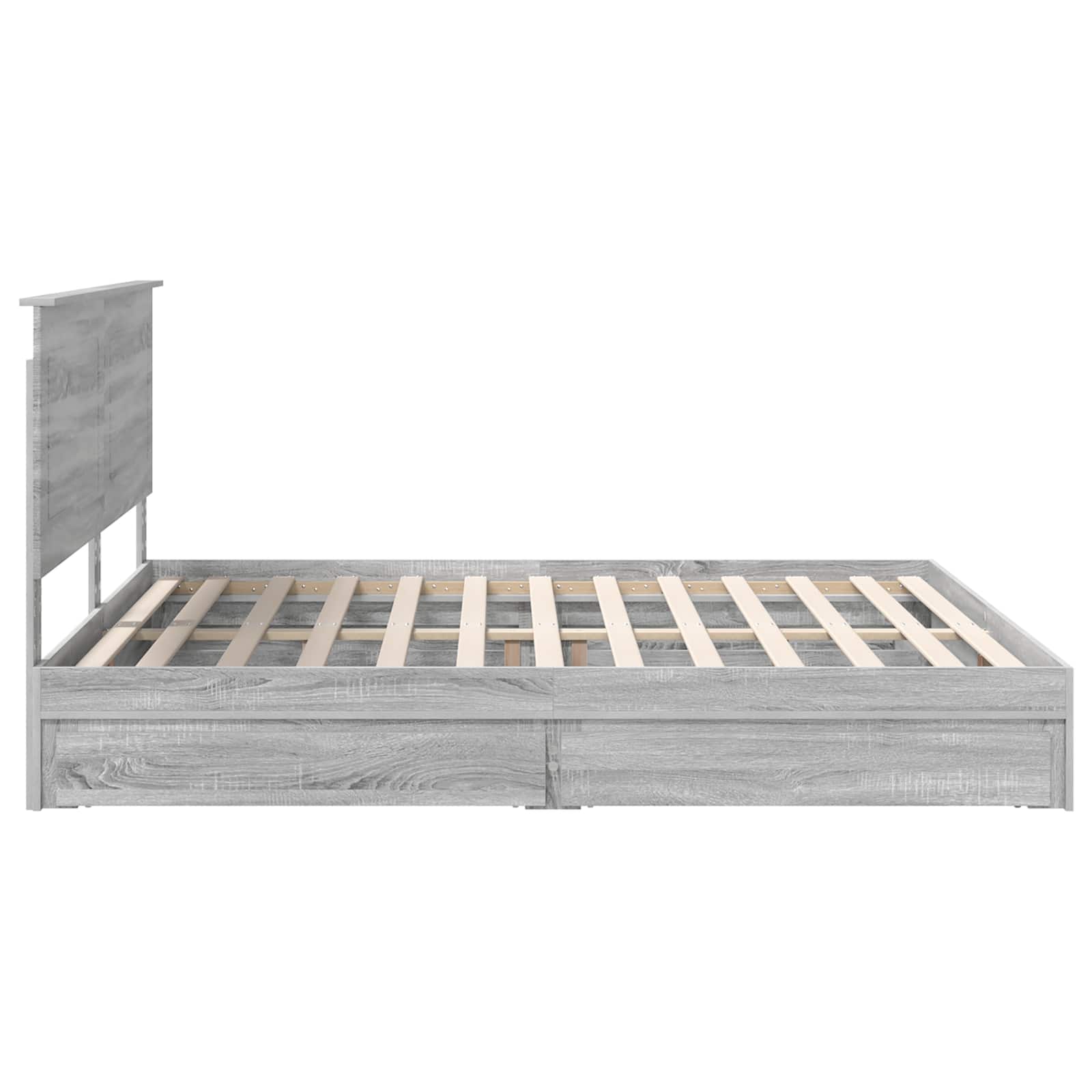 Cama con almacenamiento con cabecera Gris Sonoma 200 x 200 cm