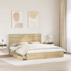 Cama con almacenamiento con cabecera Roble Sonoma 180 x 200 cm